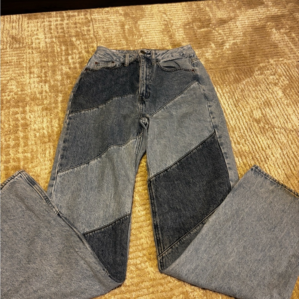Two-Tone Patchwork Jeans
